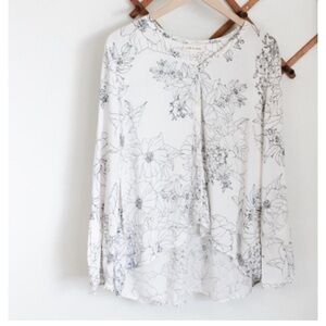 Anthropologie Cloth & Stone Floral Print Bell Sleeve Blouse XL